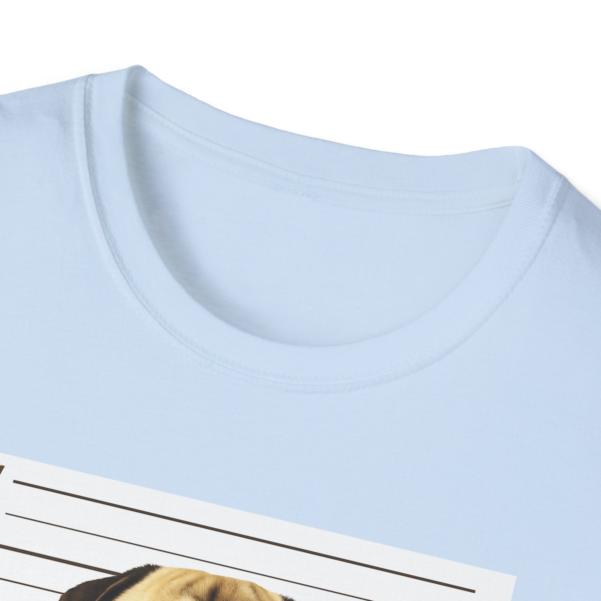 Pug Mugshot T-Shirt – “Personal Stalker I Will Follow You Wherever You Go (Bathroom Included)”