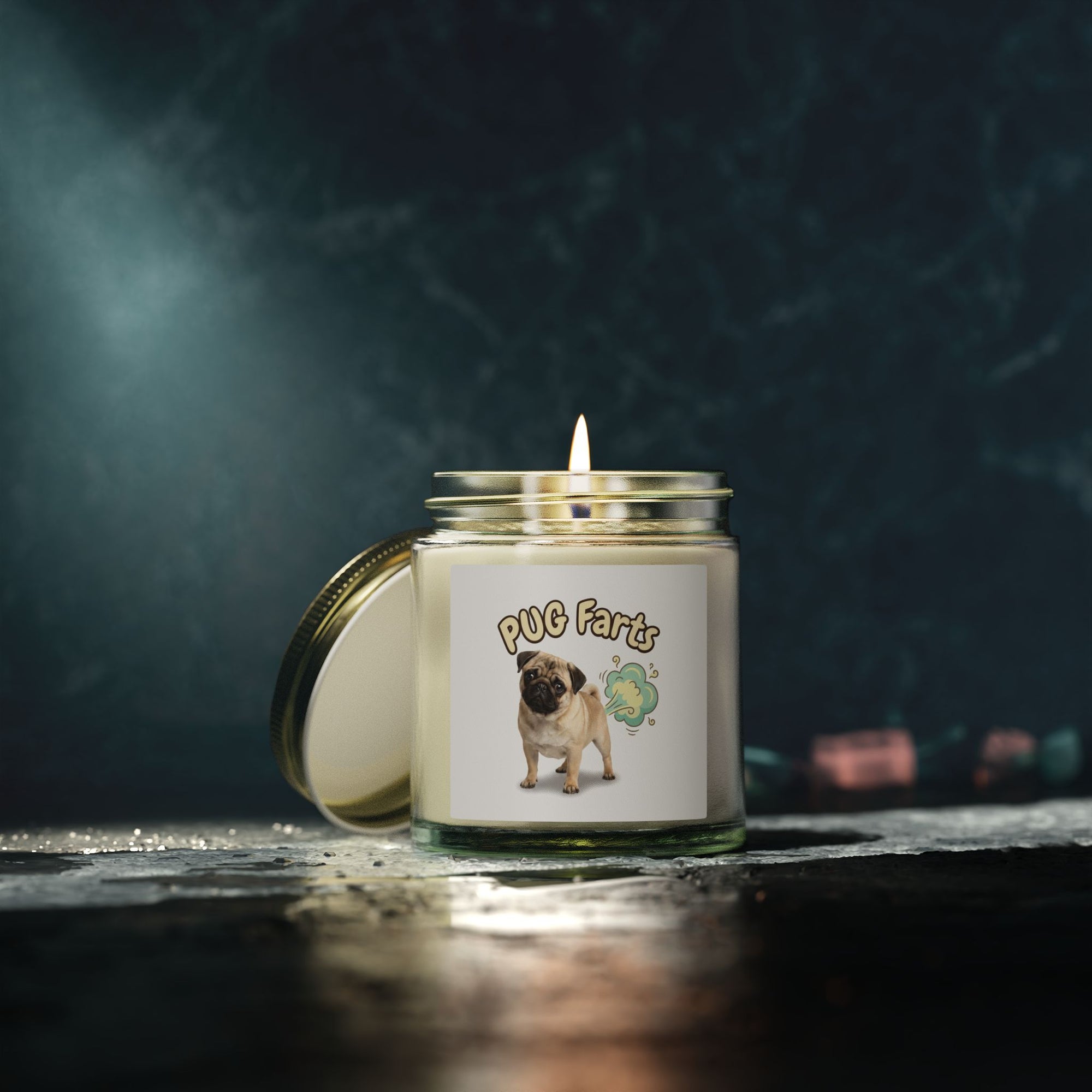 Pug Farts Scented Candle — Coconut Apricot Wax (4oz, 9oz)