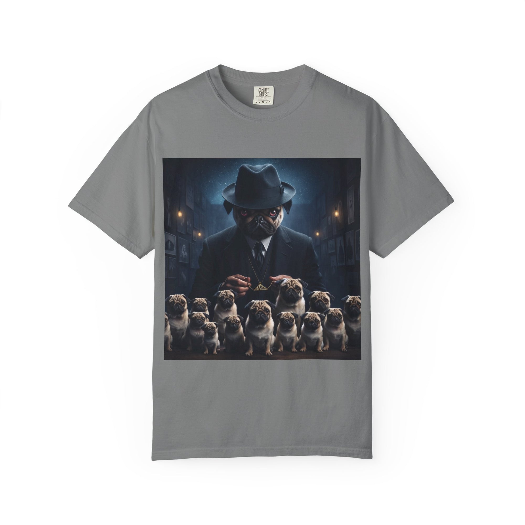 Mysterious pug assembly in dim room