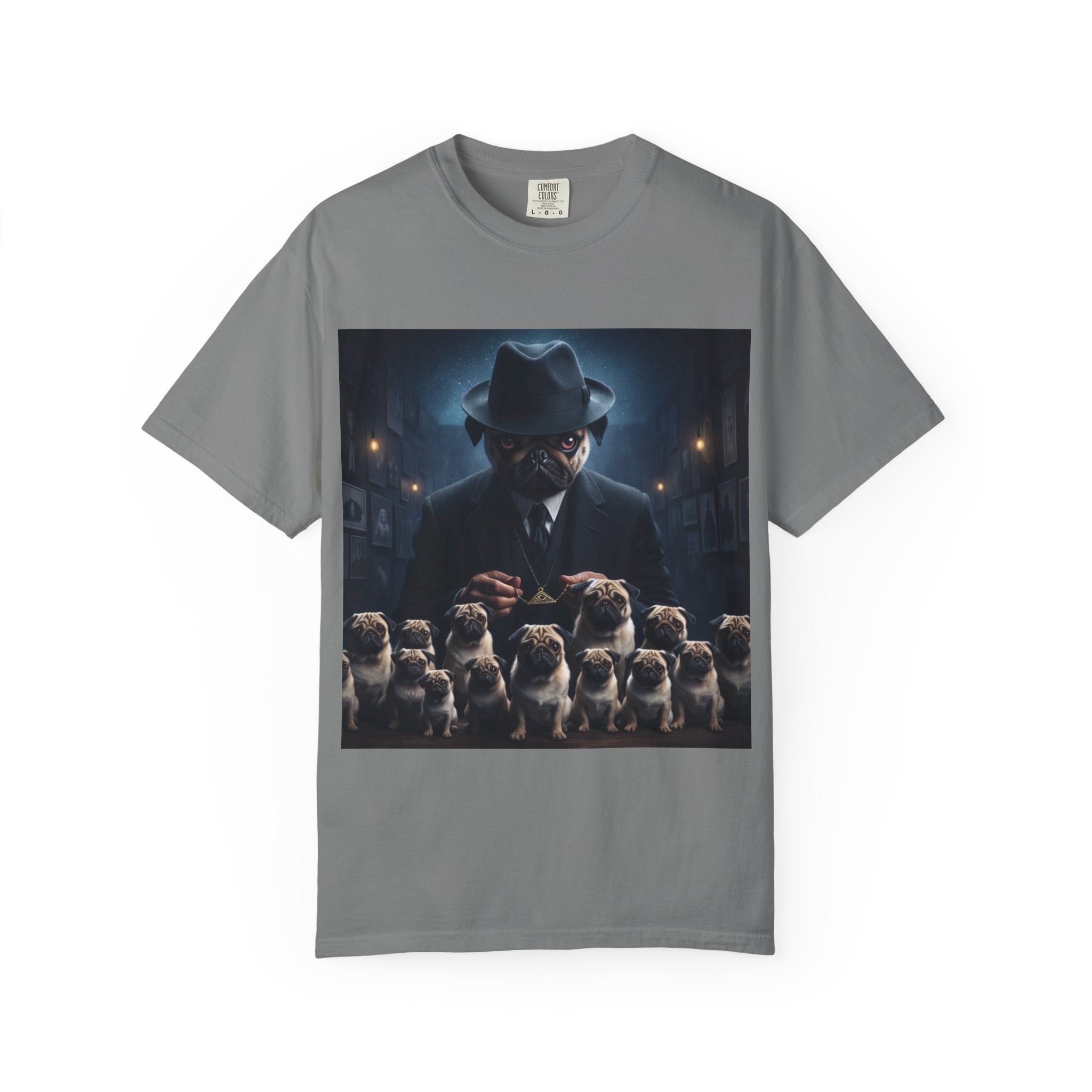 Mysterious pug assembly in dim room