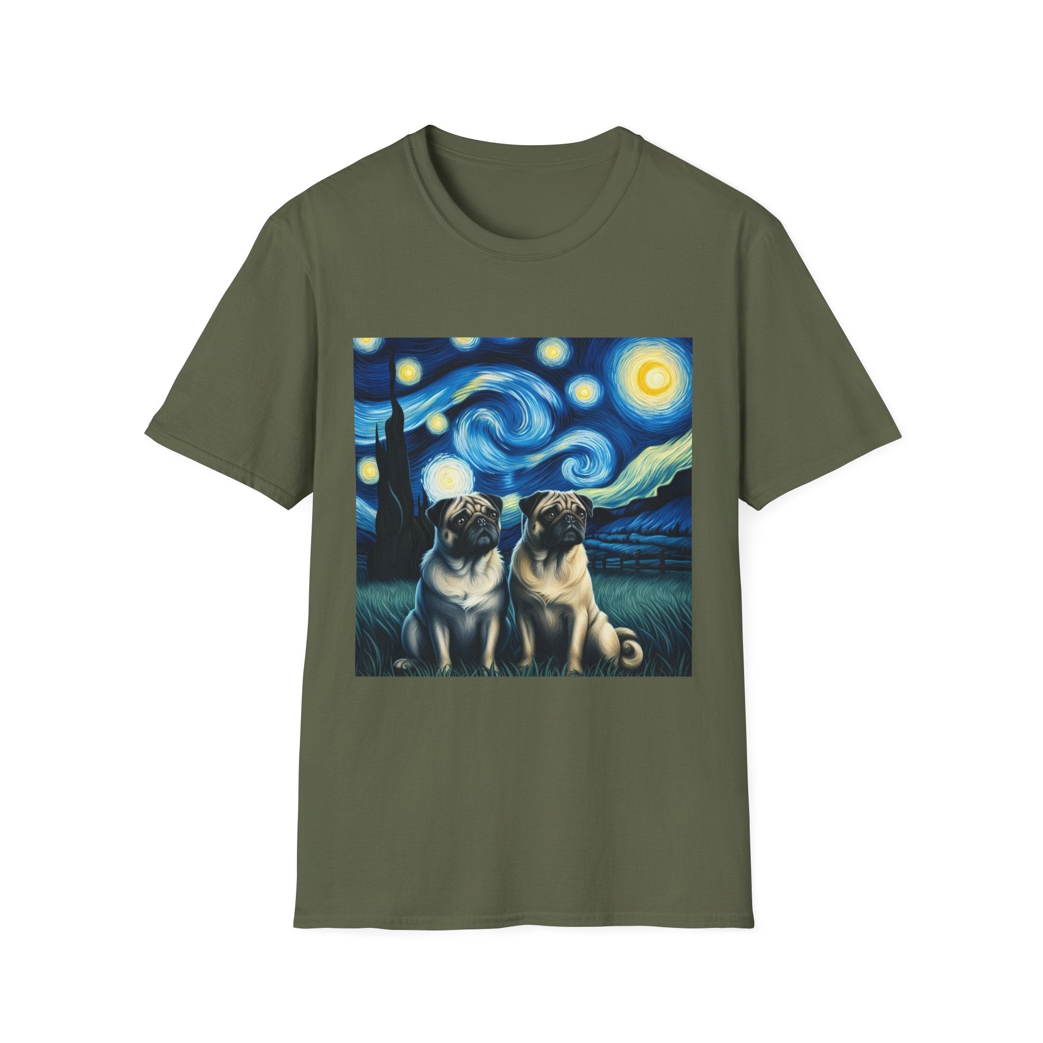 Starry Night Pugs T-Shirt