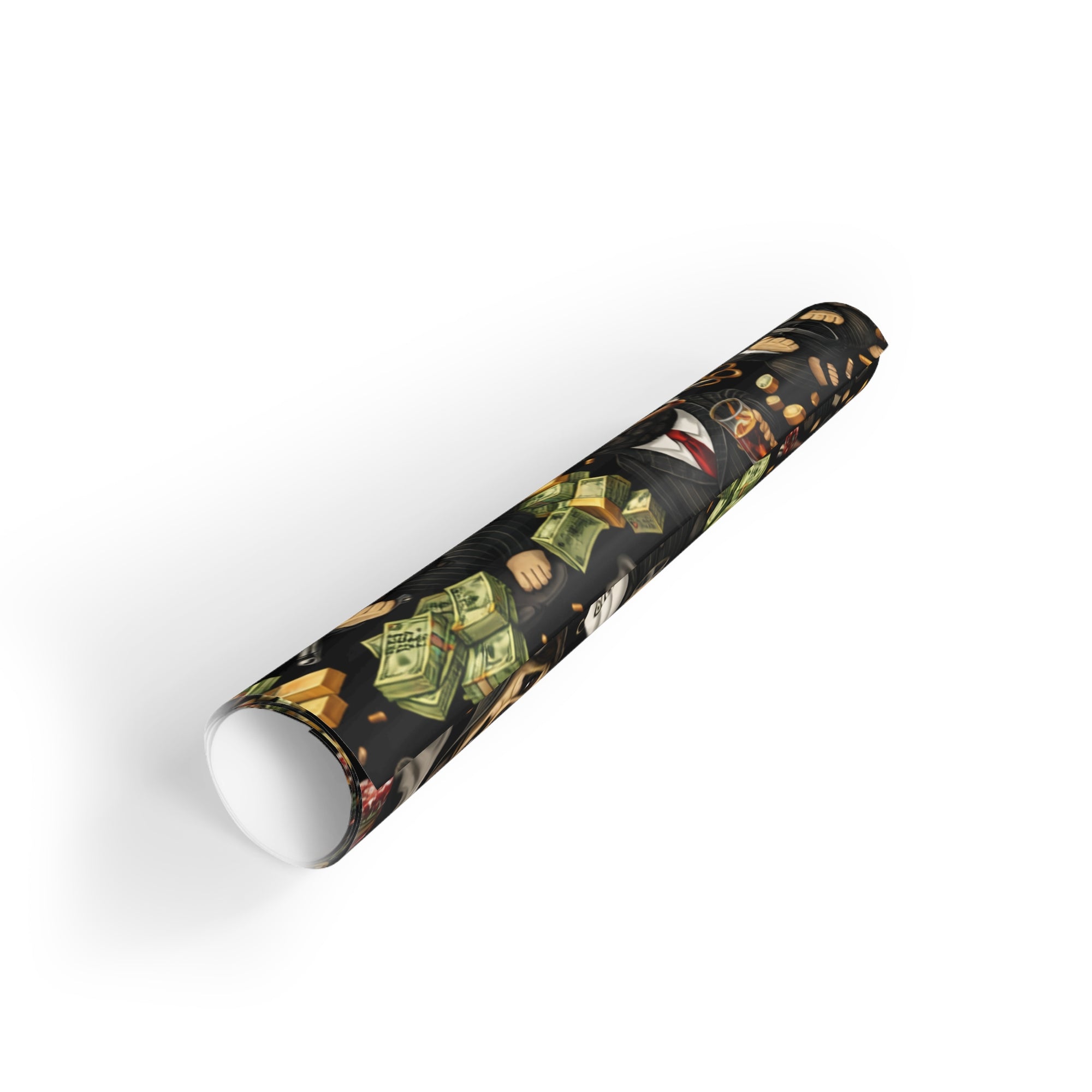 Gangster Pug Wrapping Paper — Novelty Money & Whiskey Gift Wrap, 1 Roll