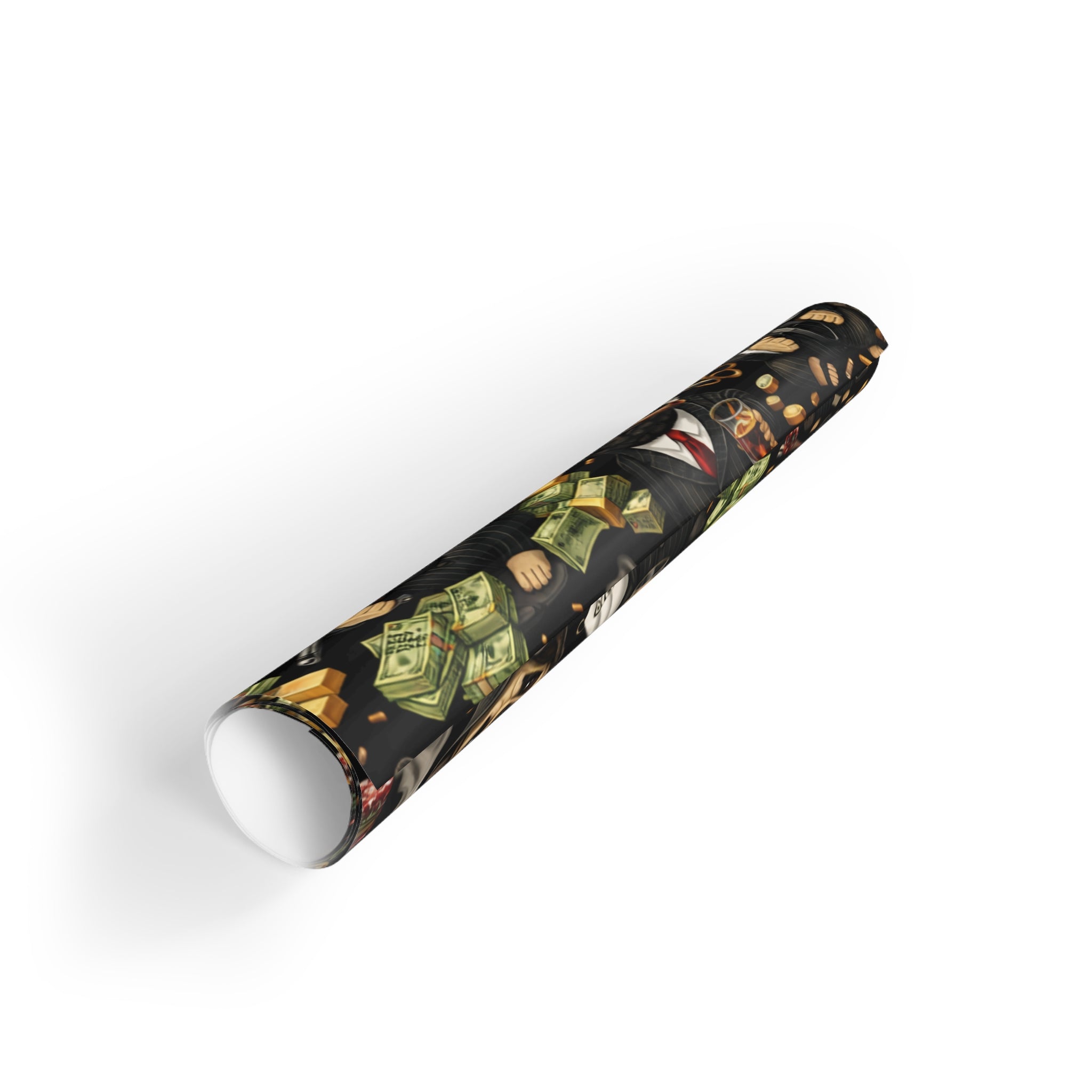 Gangster Pug Wrapping Paper — Novelty Money & Whiskey Gift Wrap, 1 Roll