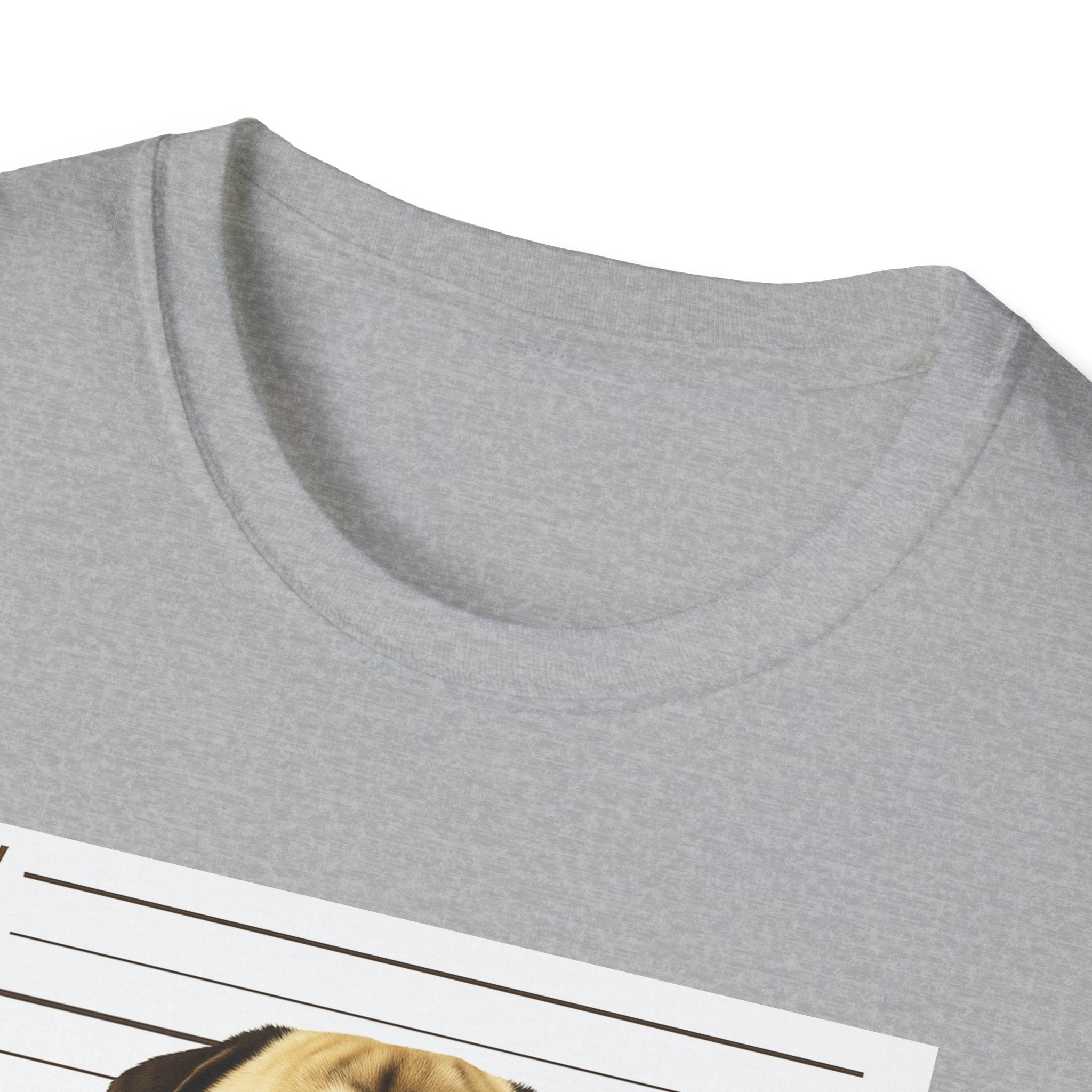 Pug Mugshot T-Shirt – “Personal Stalker I Will Follow You Wherever You Go (Bathroom Included)”