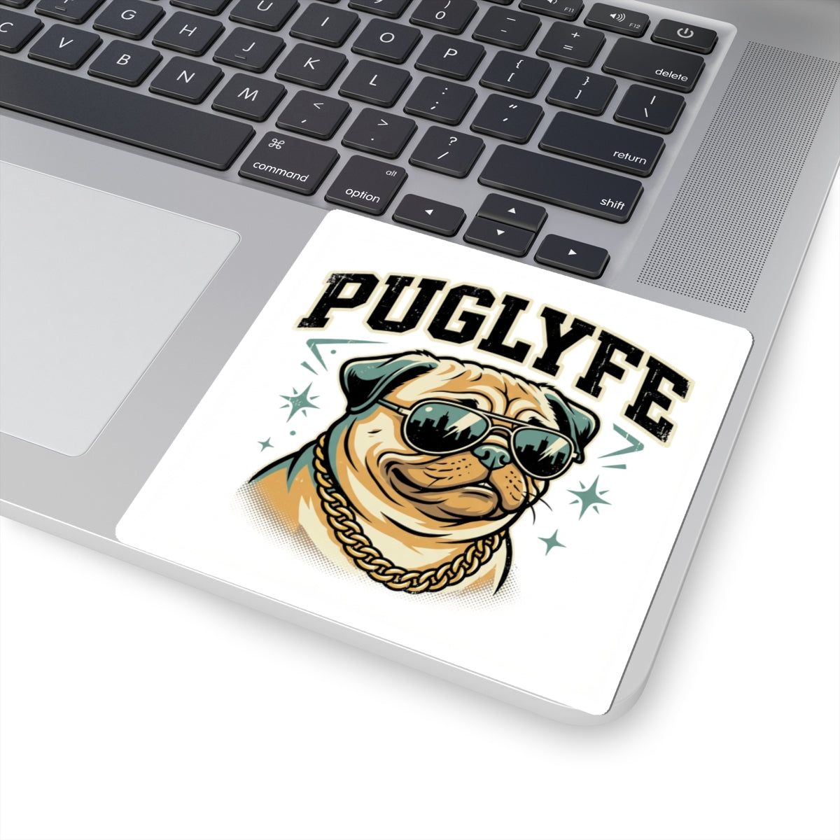 PugLyfe Sticker – Cool Pug with Sunglasses & Gold Chain Kiss-Cut Sticker