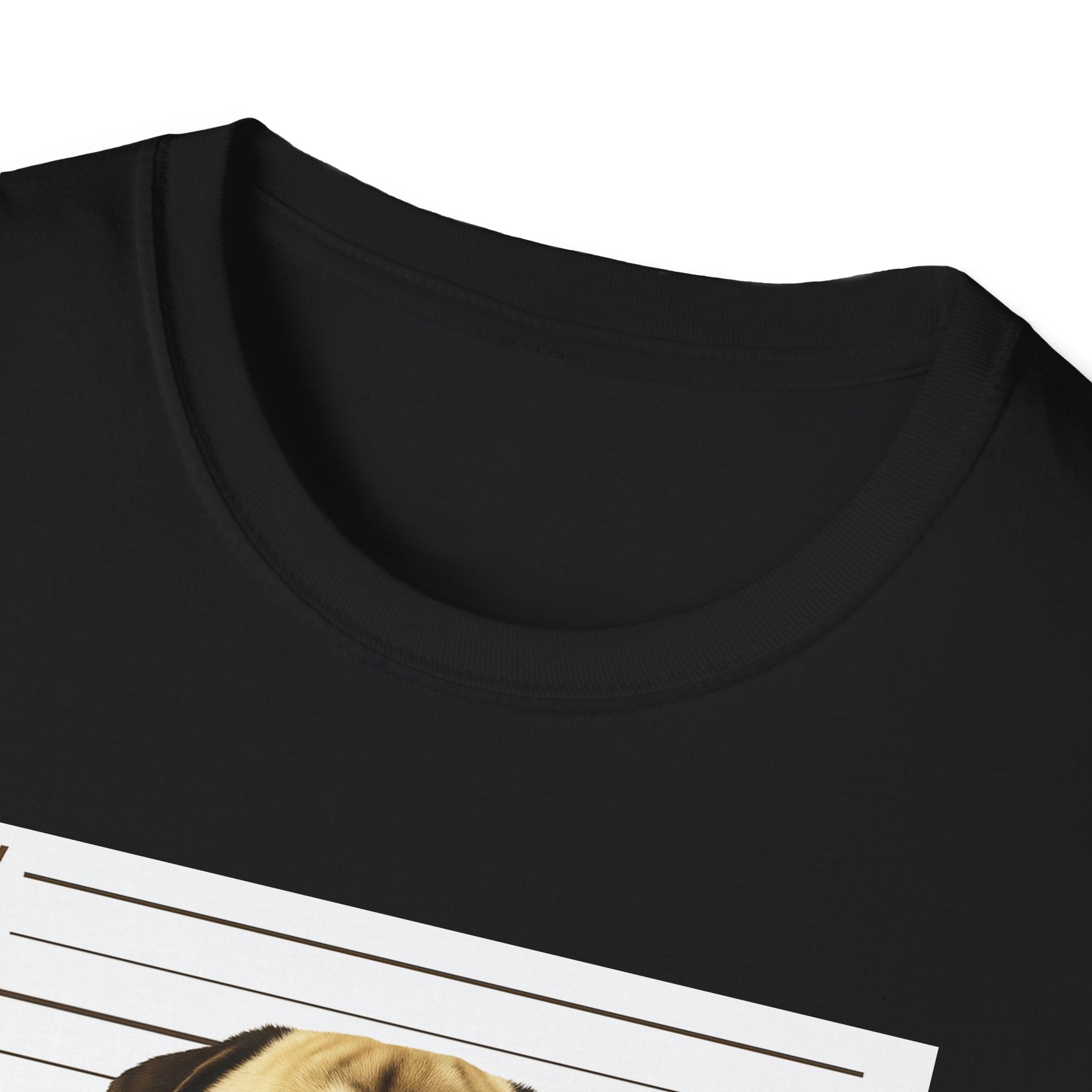 Pug Mugshot T-Shirt – “Personal Stalker I Will Follow You Wherever You Go (Bathroom Included)”