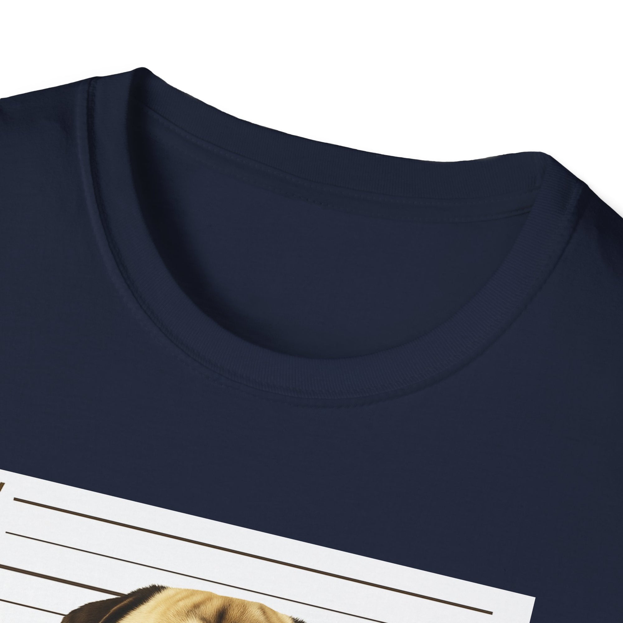 Pug Mugshot T-Shirt – “Personal Stalker I Will Follow You Wherever You Go (Bathroom Included)”