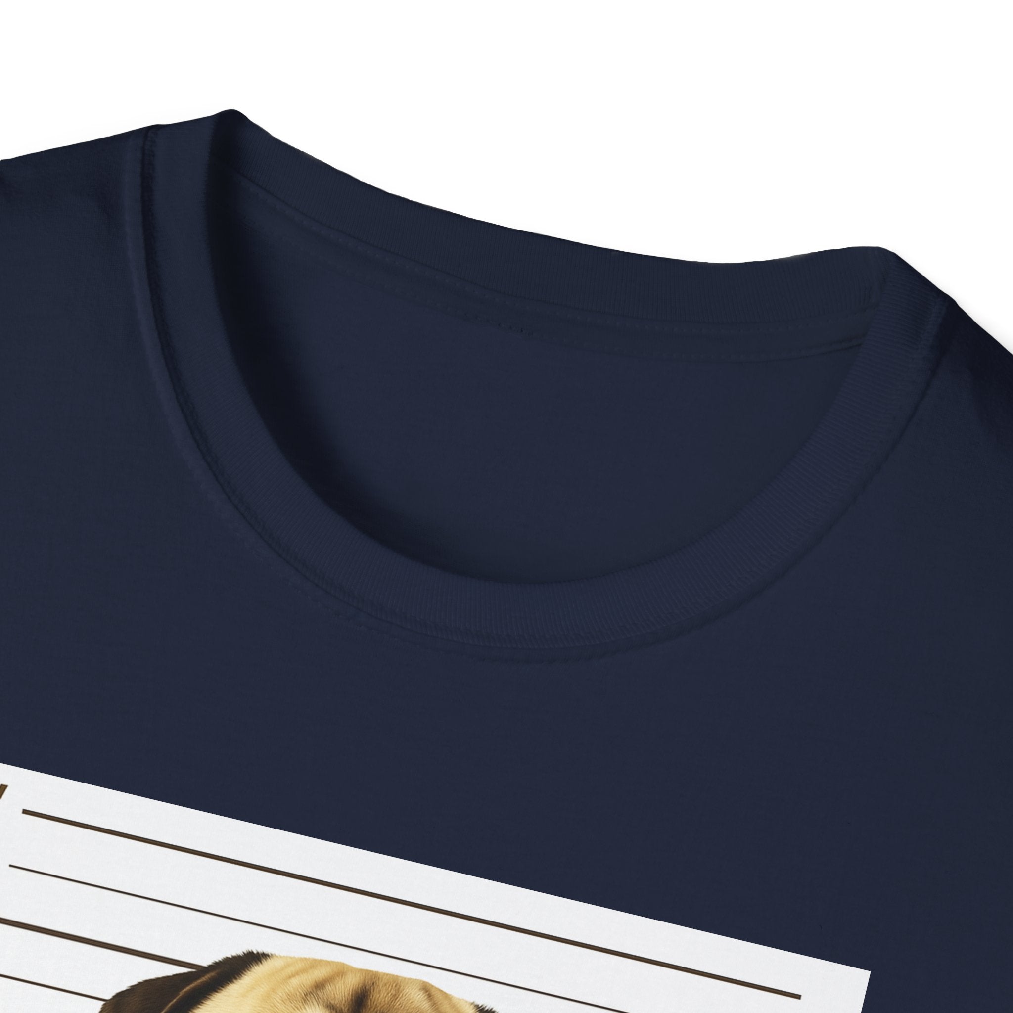 Pug Mugshot T-Shirt – “Personal Stalker I Will Follow You Wherever You Go (Bathroom Included)”