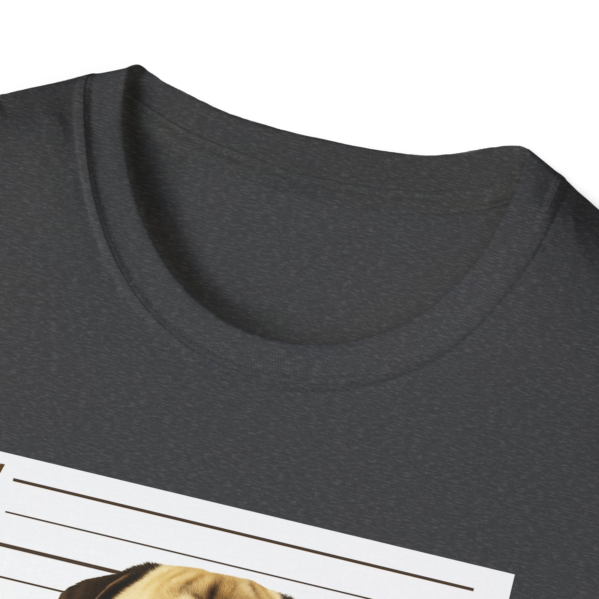 Pug Mugshot T-Shirt – “Personal Stalker I Will Follow You Wherever You Go (Bathroom Included)”