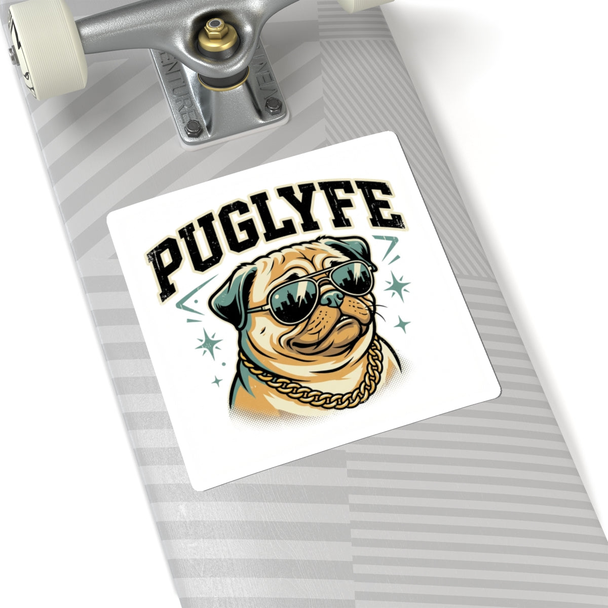PugLyfe Sticker – Cool Pug with Sunglasses & Gold Chain Kiss-Cut Sticker