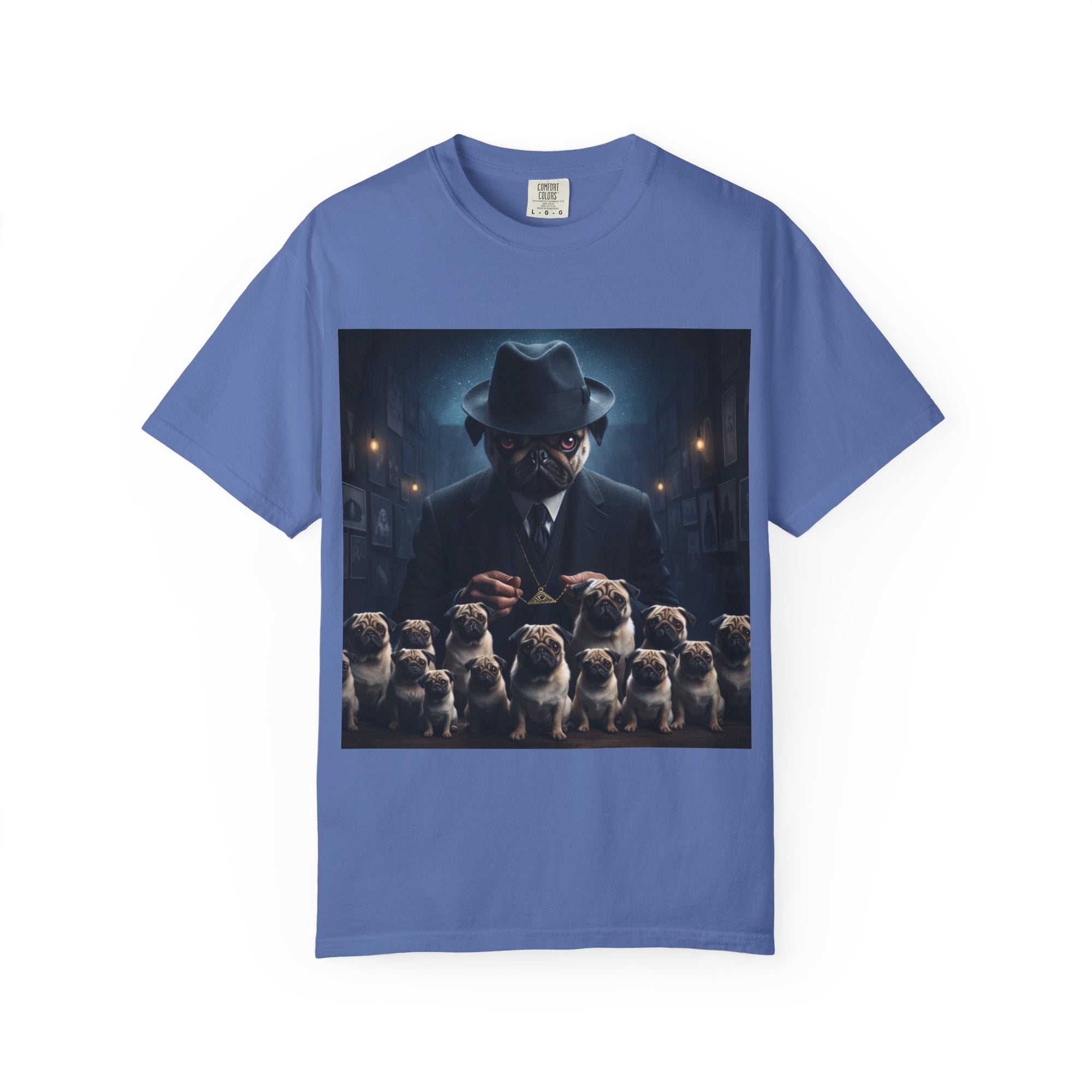 Mysterious pug assembly in dim room