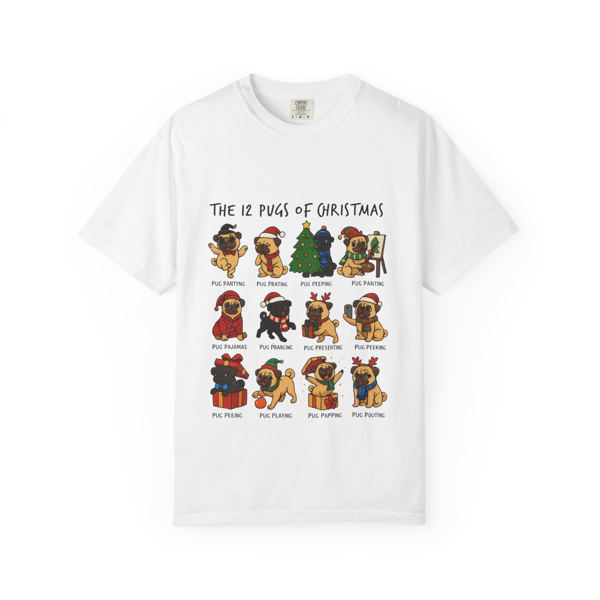 12 Pugs of Christmas T-Shirt