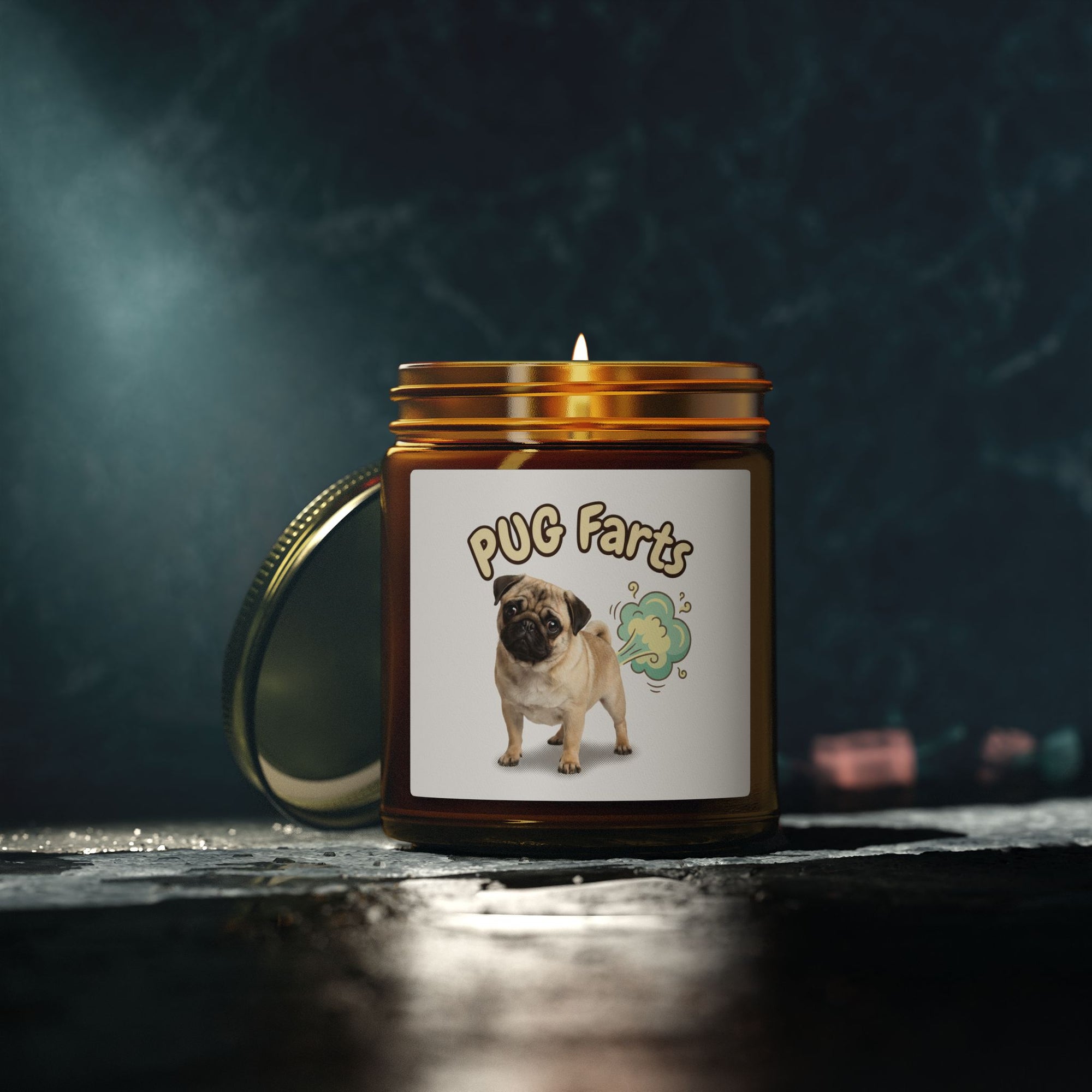 Pug Farts Scented Candle — Coconut Apricot Wax (4oz, 9oz)