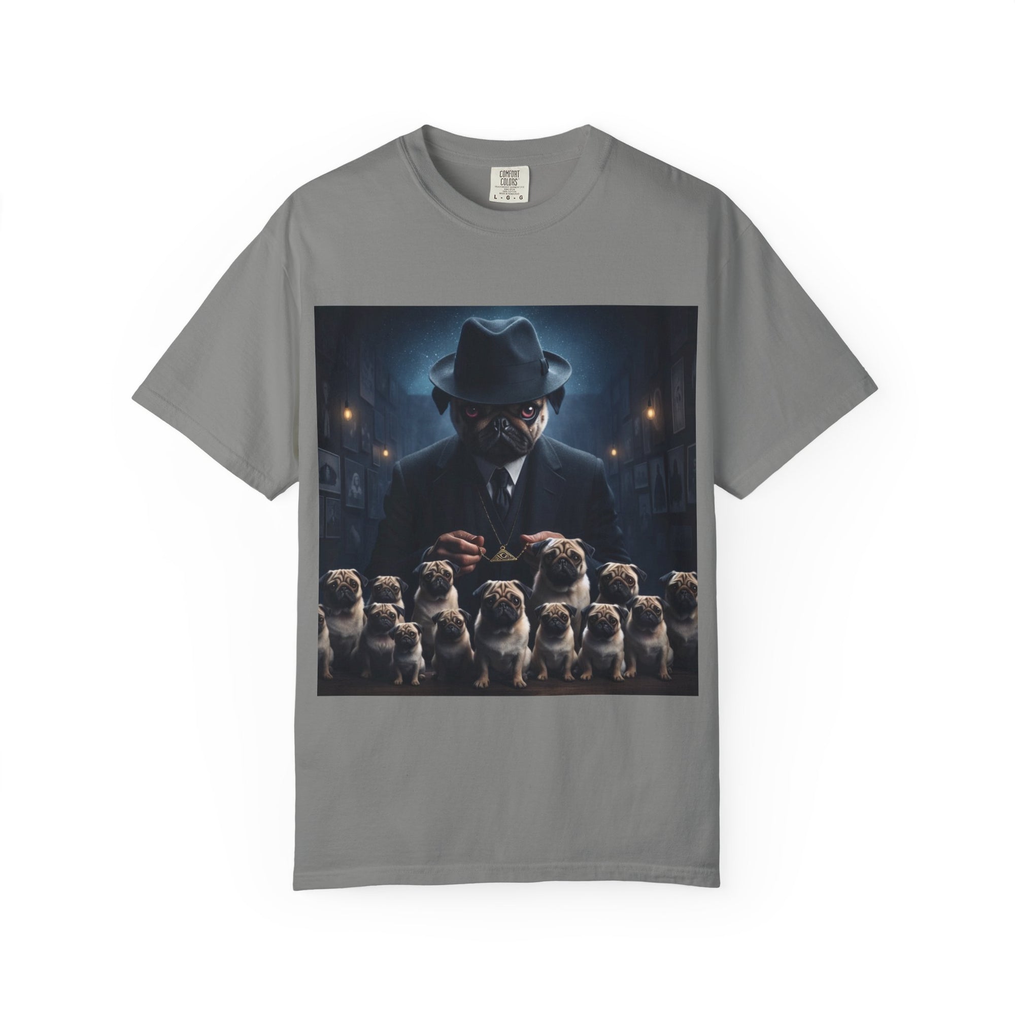 Mysterious pug assembly in dim room