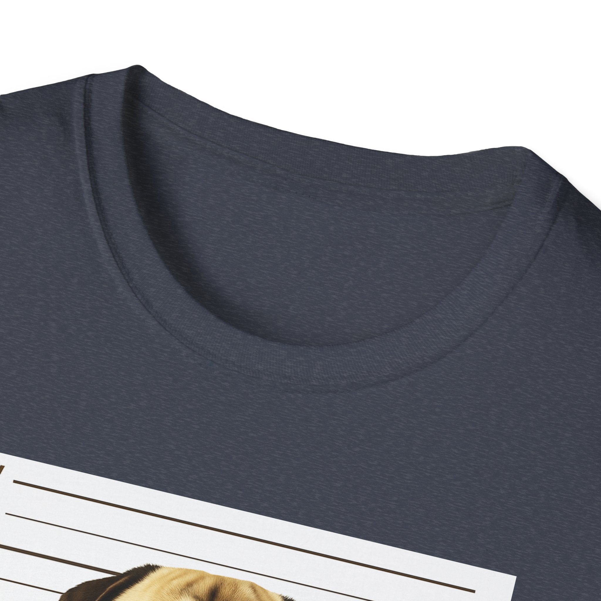 Pug Mugshot T-Shirt – “Personal Stalker I Will Follow You Wherever You Go (Bathroom Included)”