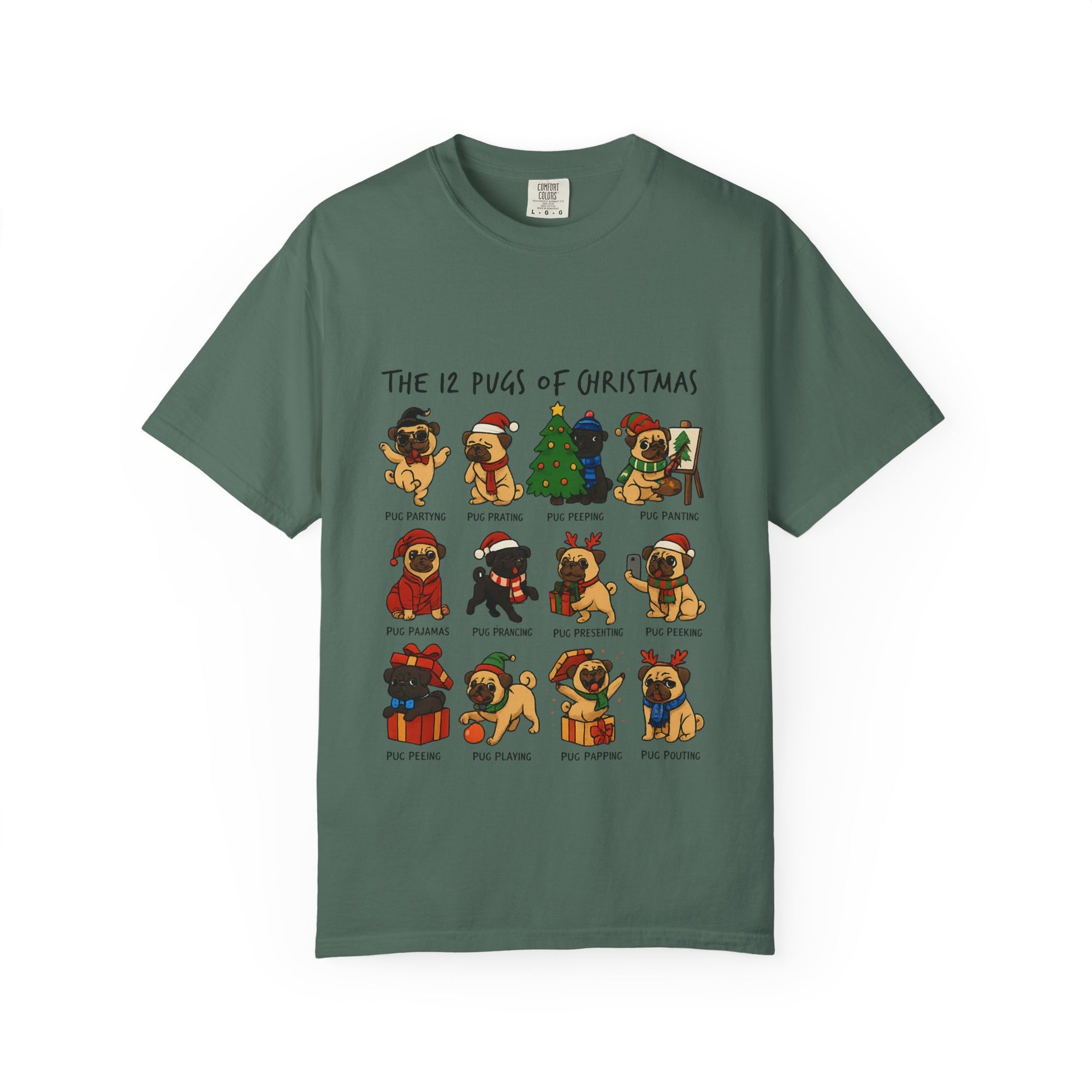 12 Pugs of Christmas T-Shirt