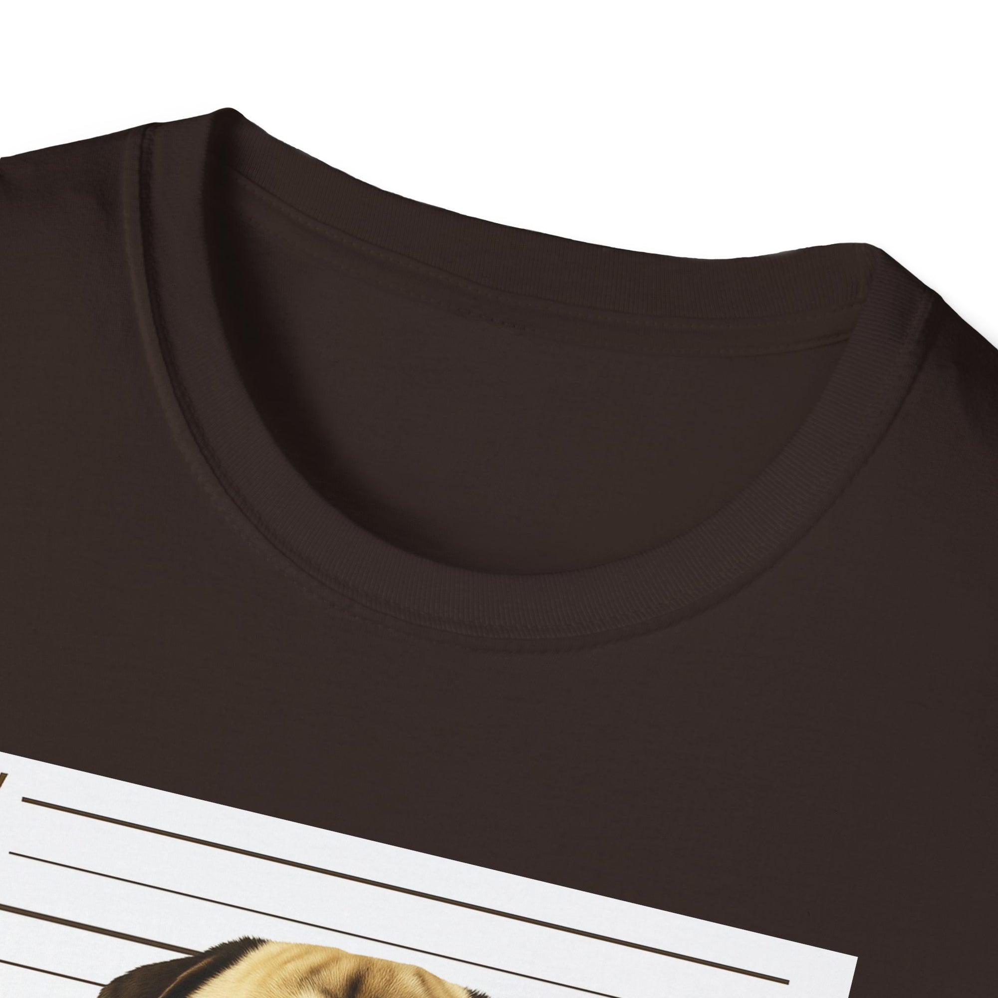 Pug Mugshot T-Shirt – “Personal Stalker I Will Follow You Wherever You Go (Bathroom Included)”