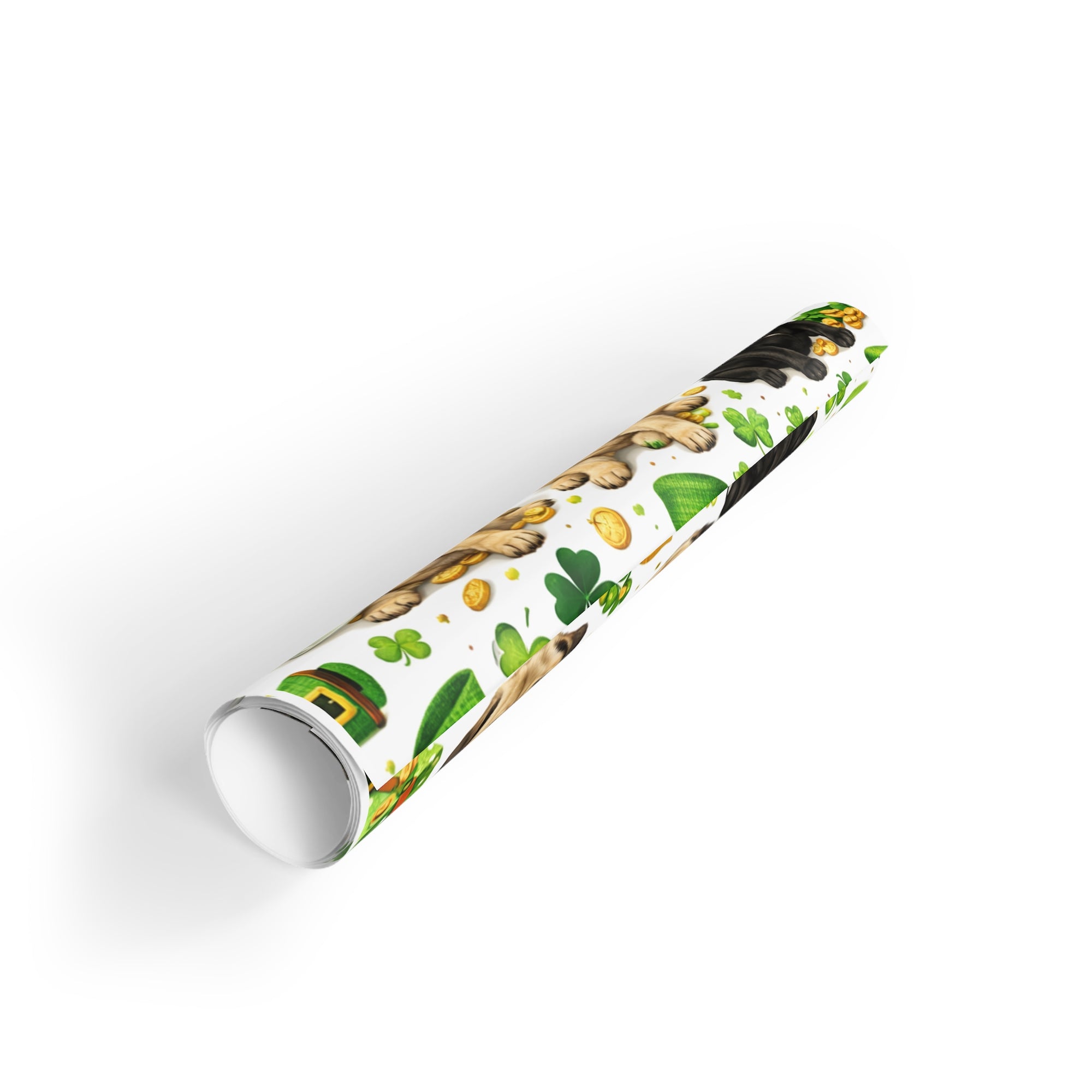 St. Patrick’s Day Pug Wrapping Paper Roll — Lucky Shamrock & Gold Pot Gift Wrap