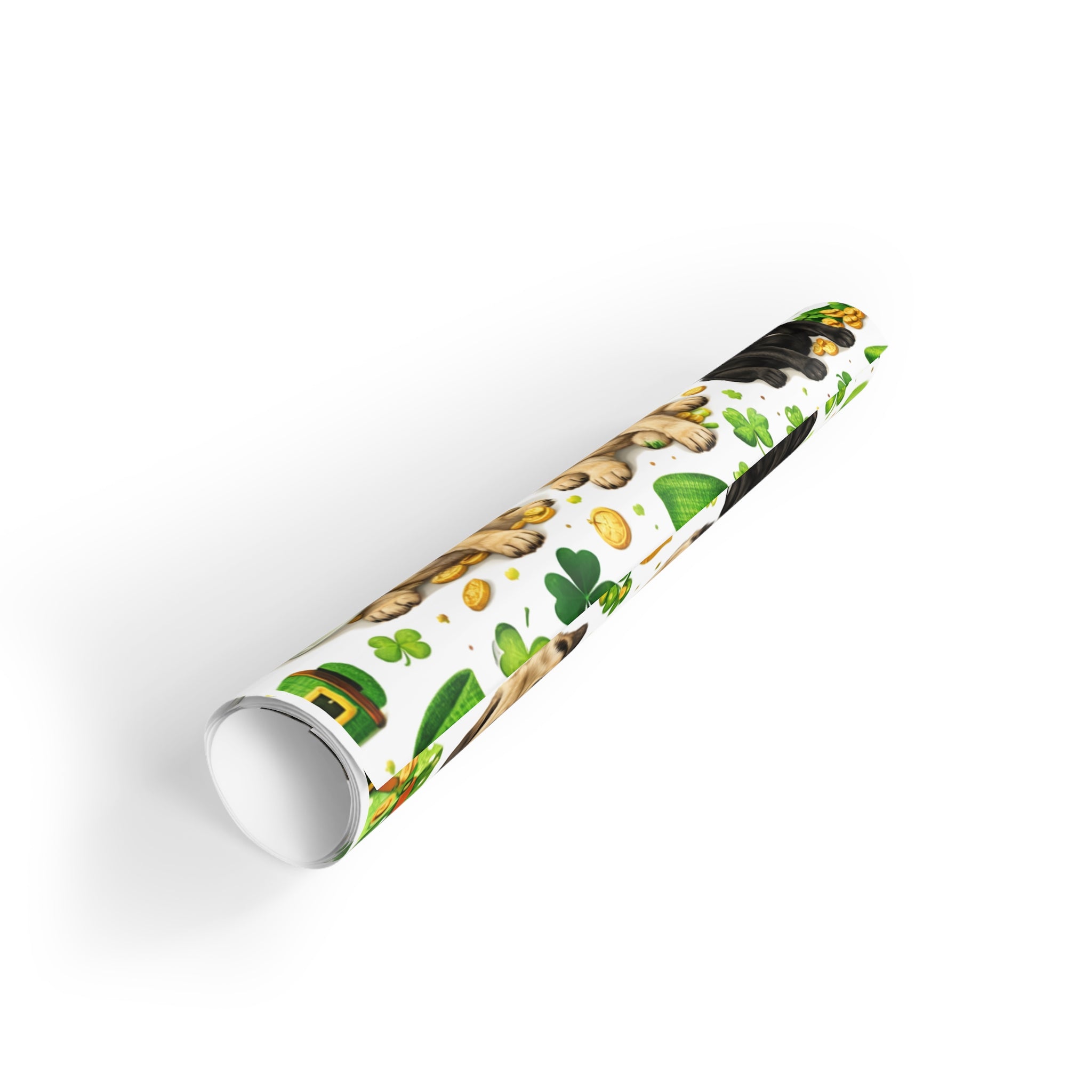 St. Patrick’s Day Pug Wrapping Paper Roll — Lucky Shamrock & Gold Pot Gift Wrap