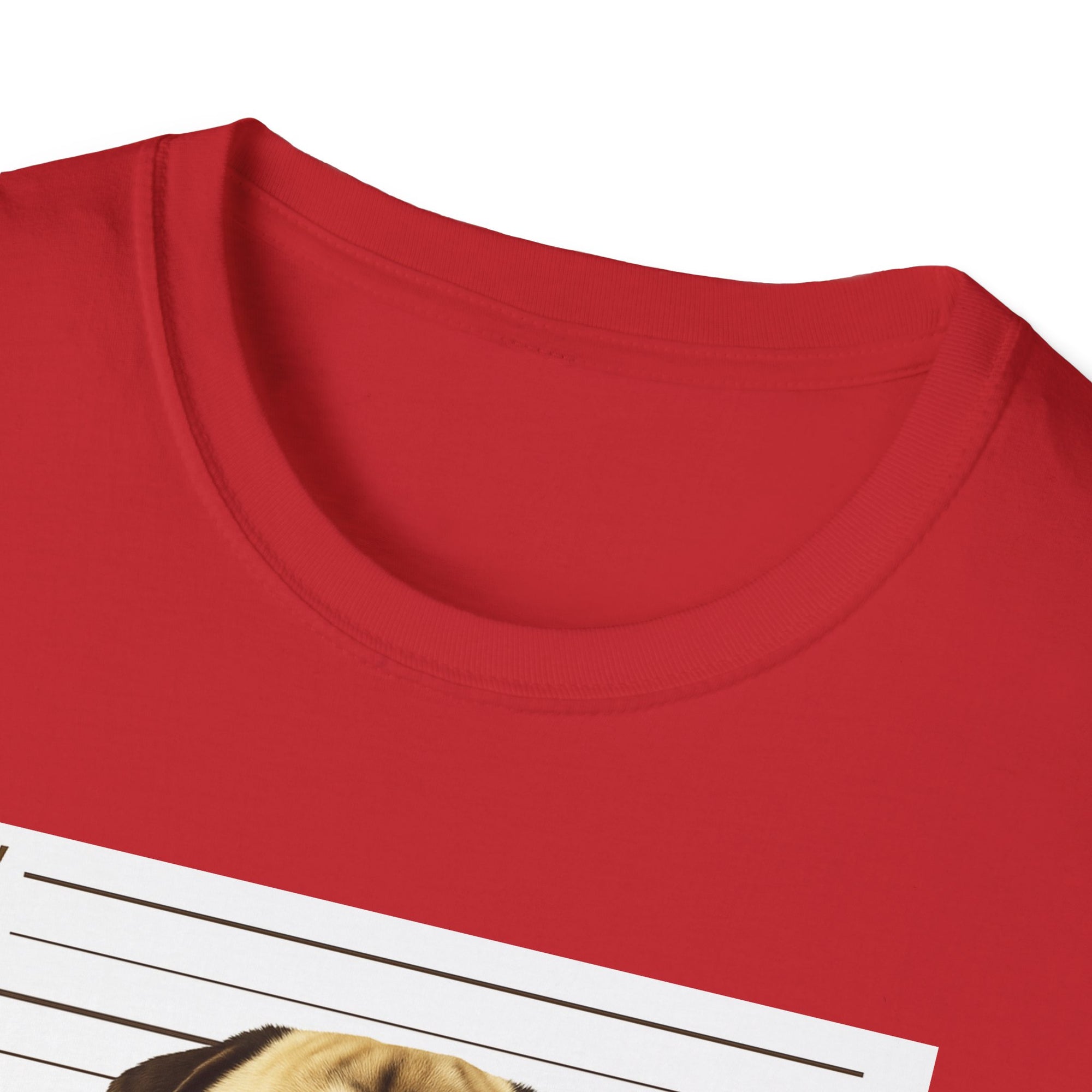 Pug Mugshot T-Shirt – “Personal Stalker I Will Follow You Wherever You Go (Bathroom Included)”