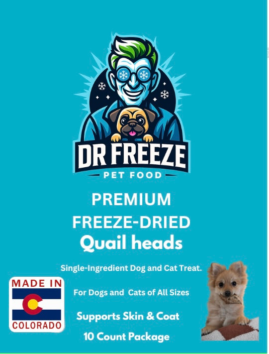 Freeze Dried Quail Heads 10 count package Dr Freeze Foods and Snacks