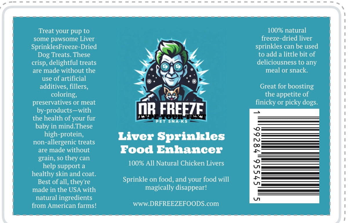 Liver Sprinkles - Food Enhancer with Lick Mat included. Two flavors. Beef and Chicken