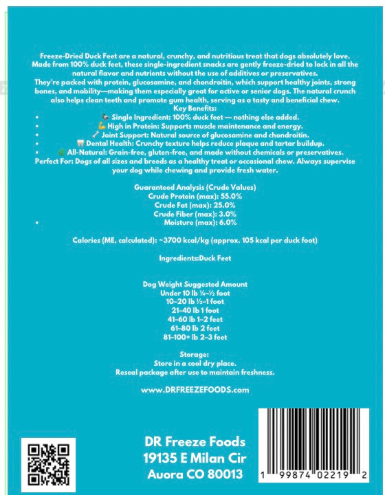 DR Freeze - Freeze Dried Duck Feet Dr Freeze Foods and Snacks