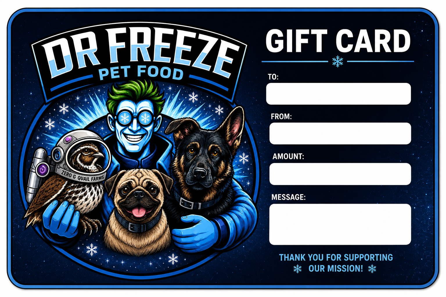 Dr Freeze Pet Foods Gift Card Dr Freeze Foods and Snacks