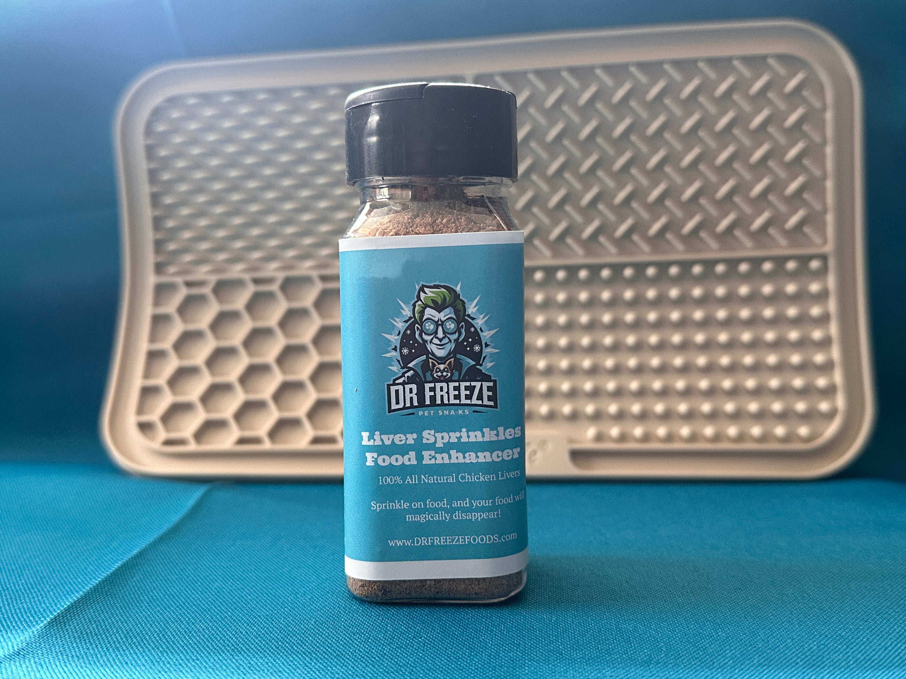 Liver Sprinkles - Food Enhancer with Lick Mat included. Two flavors. Beef and Chicken