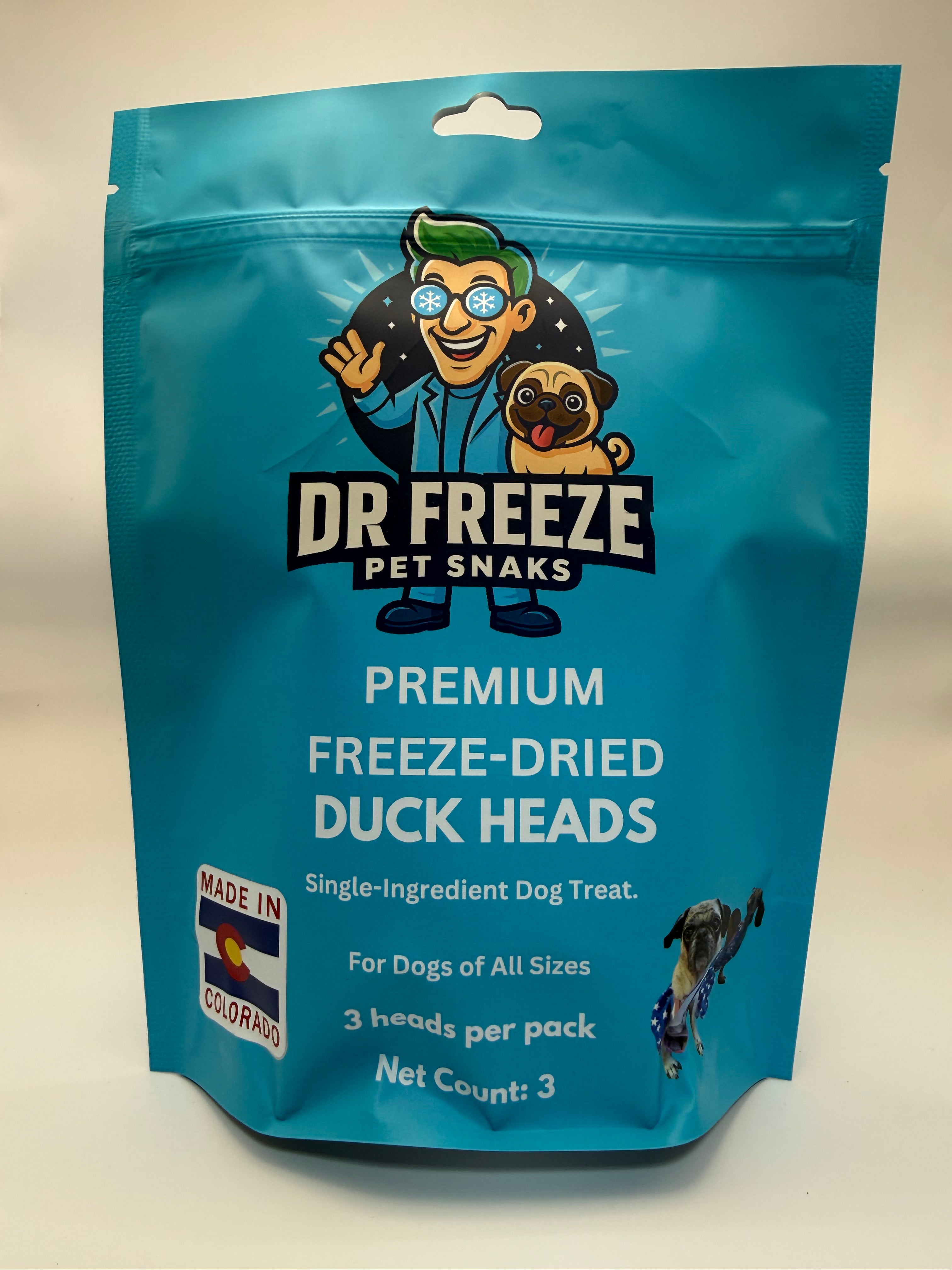 Freeze Dried Duck Heads - 3 Count Pack Dr Freeze Foods and Snacks