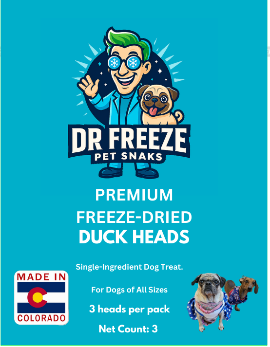 Freeze Dried Duck Heads - 3 Count Pack Dr Freeze Foods and Snacks